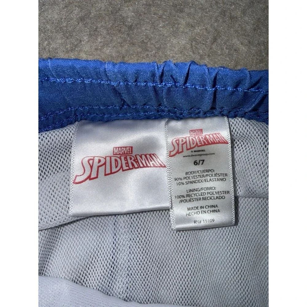 Marvel Spider-Man Swim Trunks Boys 6/7 Lined Blue Drawstring